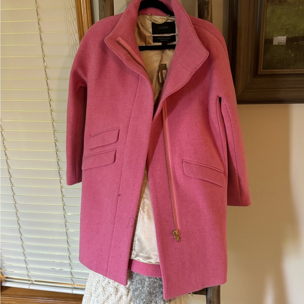 J. Crew Vibrant Pink Trench Coat